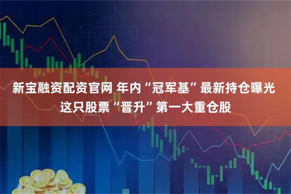 新宝融资配资官网 年内“冠军基”最新持仓曝光 这只股票“晋升”第一大重仓股